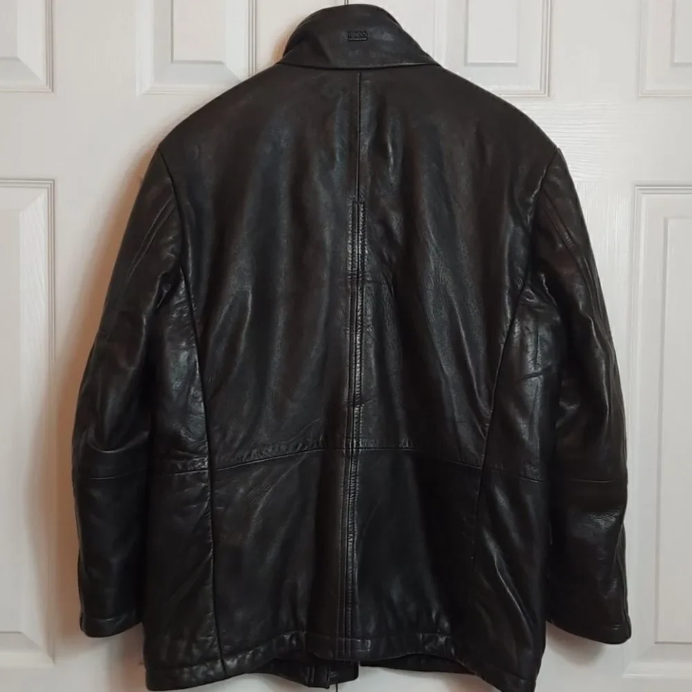 Hugo Boss Black Lambskin Leather Field Jacket 38R - Picture 10 of 16